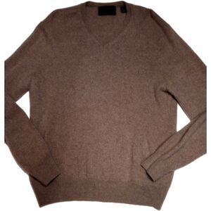 Women's Black Brown Brand Cashmere Sweater Light  Tan Color Size Lrg Small Holes